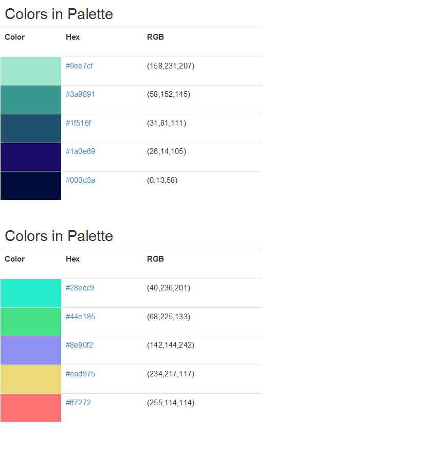 Pattern Library color pallet 2