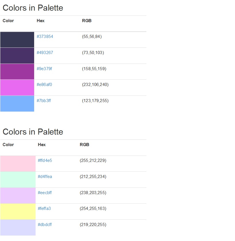 Pattern Library color pallet 6