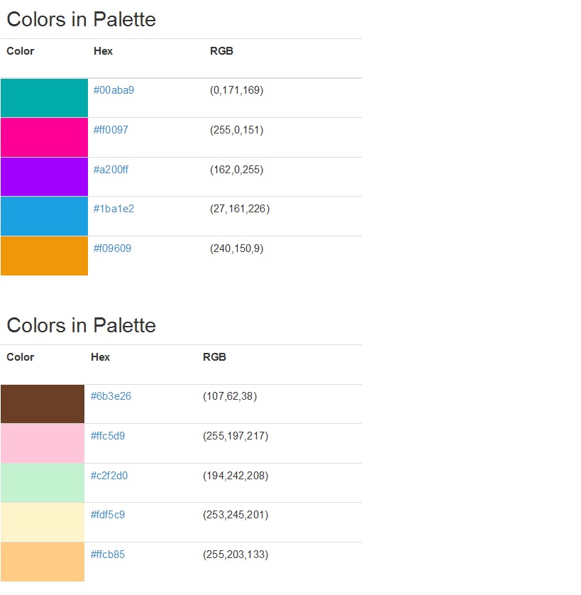 Pattern Library color pallet 7